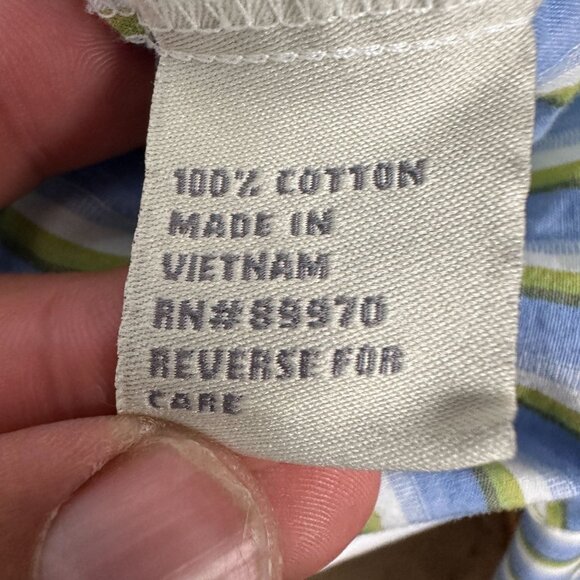 Eighty Eight Men's XL Button-Down Shirt Blue & Green Stripes 100% Cotton - Picture 4 of 7